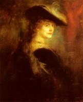 Franz von Lenbach - Portrait Of An Elegant Lady In Rubenesque Costume